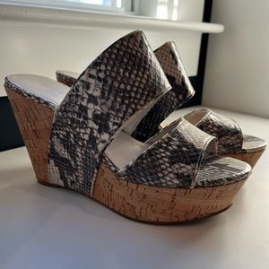 Nine West Snakeskin Open Toe Platform Shoes